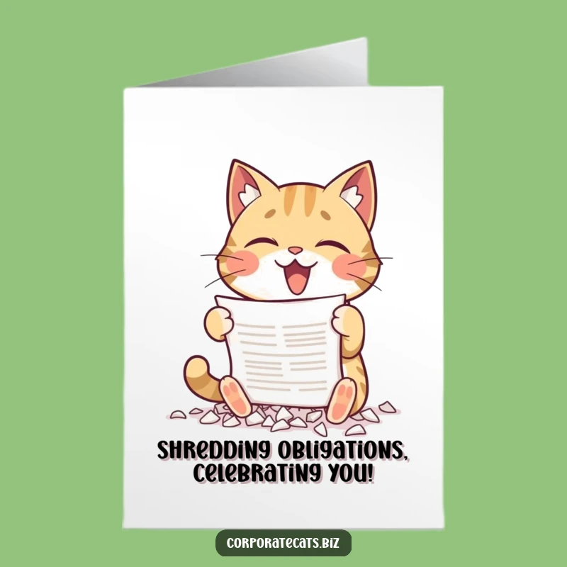 Free Printable Birthday Card: Chaos Cat Paper Shredder, Funny Downloadable Gift