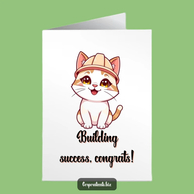 Free Printable Cat Congrats Card: Hard Hat Cat Attentive Downloadable Funny Greeting