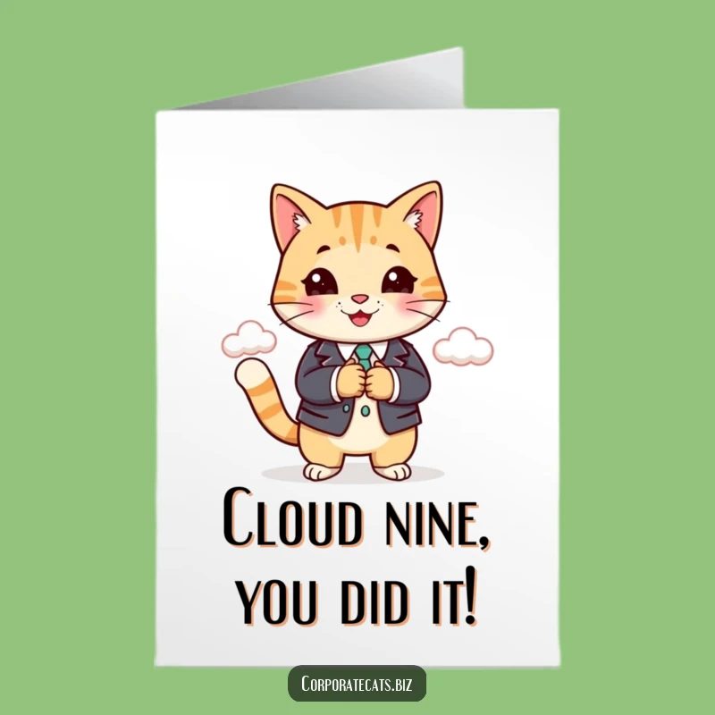 Free Printable Funny Cat Business Card: Congrats Cat Handshake Downloadable Congratulations Card