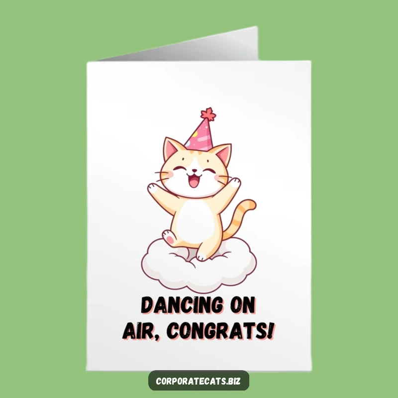 Free Printable Funny Cat Congrats Card: Dancing Party Cat Downloadable Celebration Gift