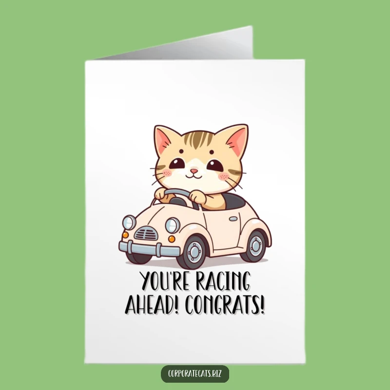 Free Printable Cat Driving Card: Funny Congrats Downloadable Gift for Go-Getters