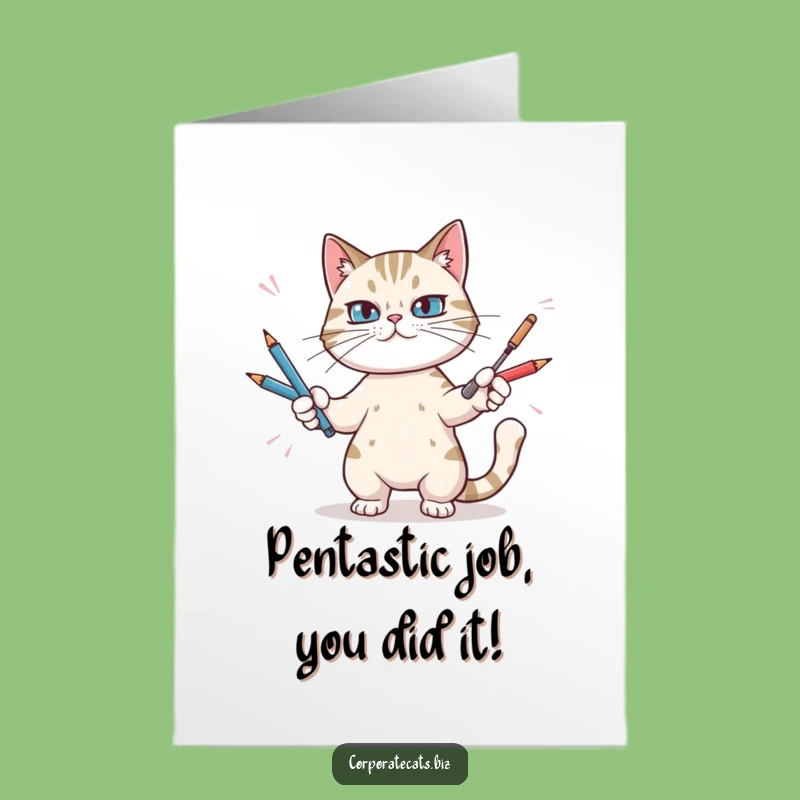 Free Printable Congrats Card: Juggling Cat's Success, Hilarious Downloadable Gift Idea