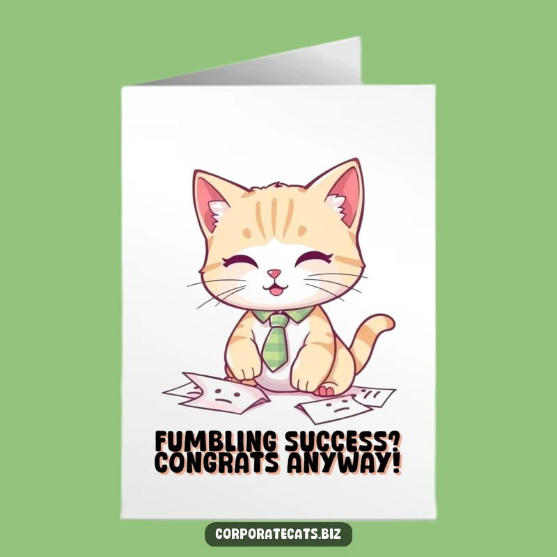 Free Printable Cat Tie Congrats Card: Celebrate Messy Success with Funny Downloadable Art
