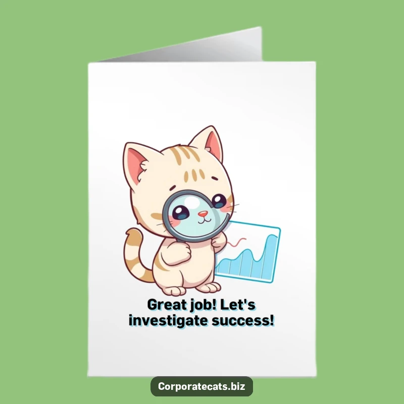 Free Printable Congratulations Card: Curious Cat Analyzing Success DIY Gift