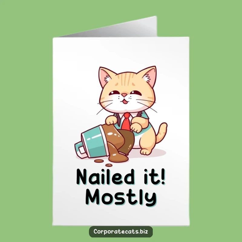 Hilarious Free Printable Congrats Card: Clumsy Cat Exec - Downloadable DIY Gift!