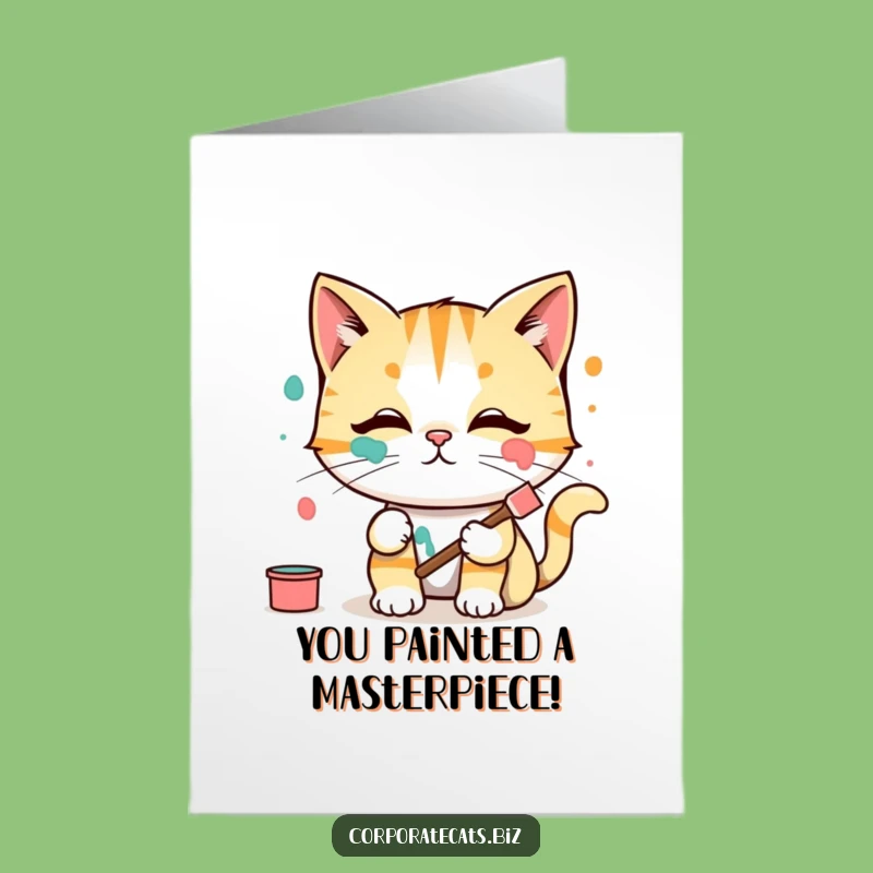 Hilarious Free Printable Congrats Card: Paint-Splattered Cat Artist - DIY Downloadable!