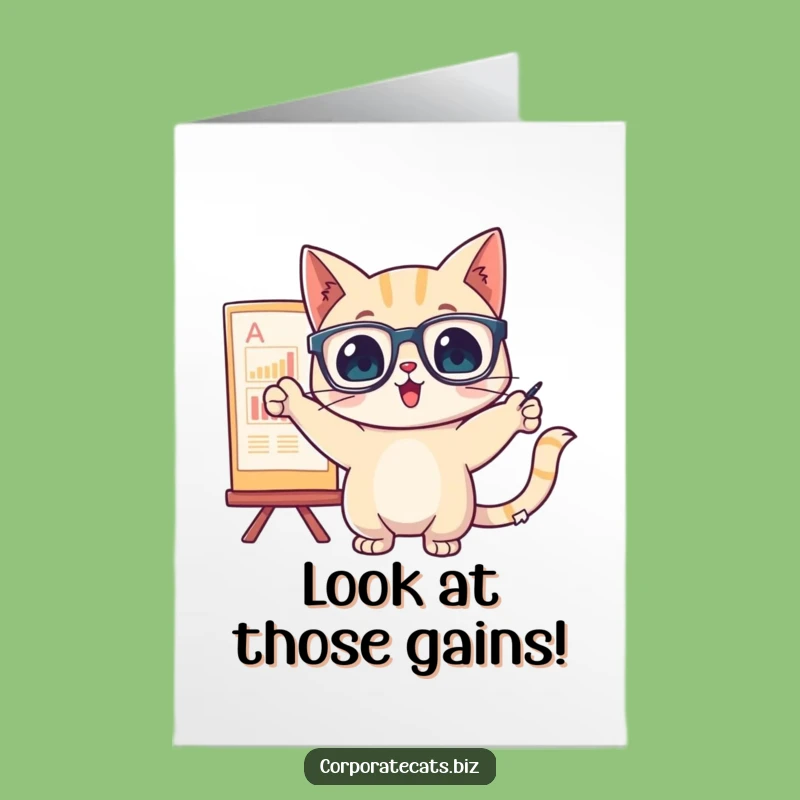 Free Printable Congrats Card: Chart Cat Excitement - Hilarious Downloadable Success