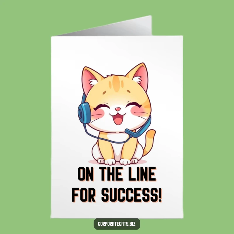 Free Printable Congratulations Card: Cat's Support Call - Funny Success Download