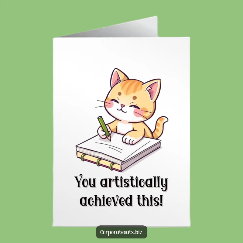 Free Printable Congrats Card: Cat Artist's Masterpiece Funny Downloadable Gift