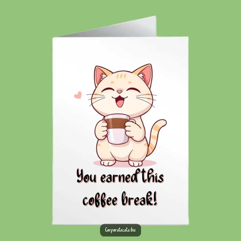 Free Printable Congrats Card: Boss Cat Coffee Victory, Funny Downloadable Celebration