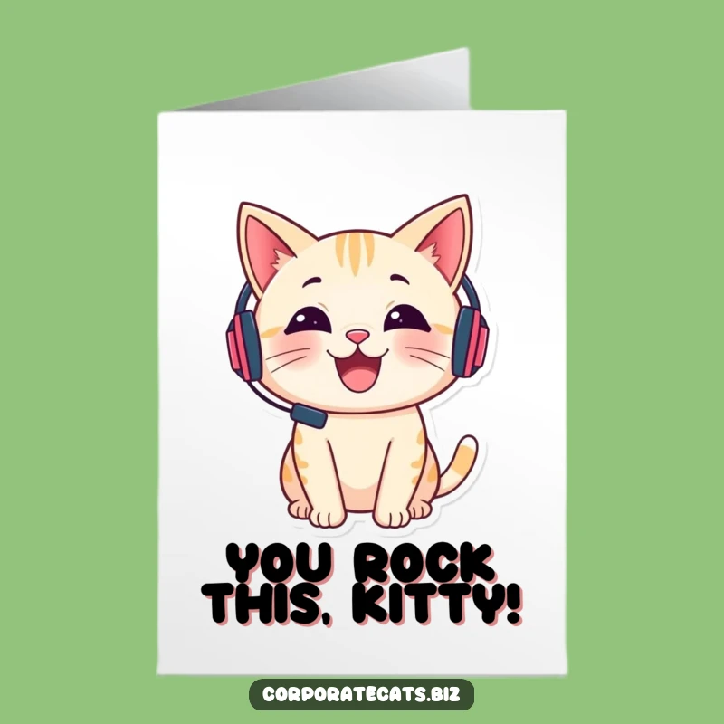 Congrats Free Printable Card: Chatty Cat Headset - Downloadable Celebration!