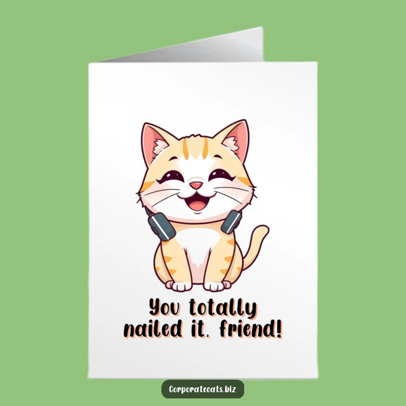Free Printable Congrats Card: Talking Cat Techie Funny Downloadable Gift