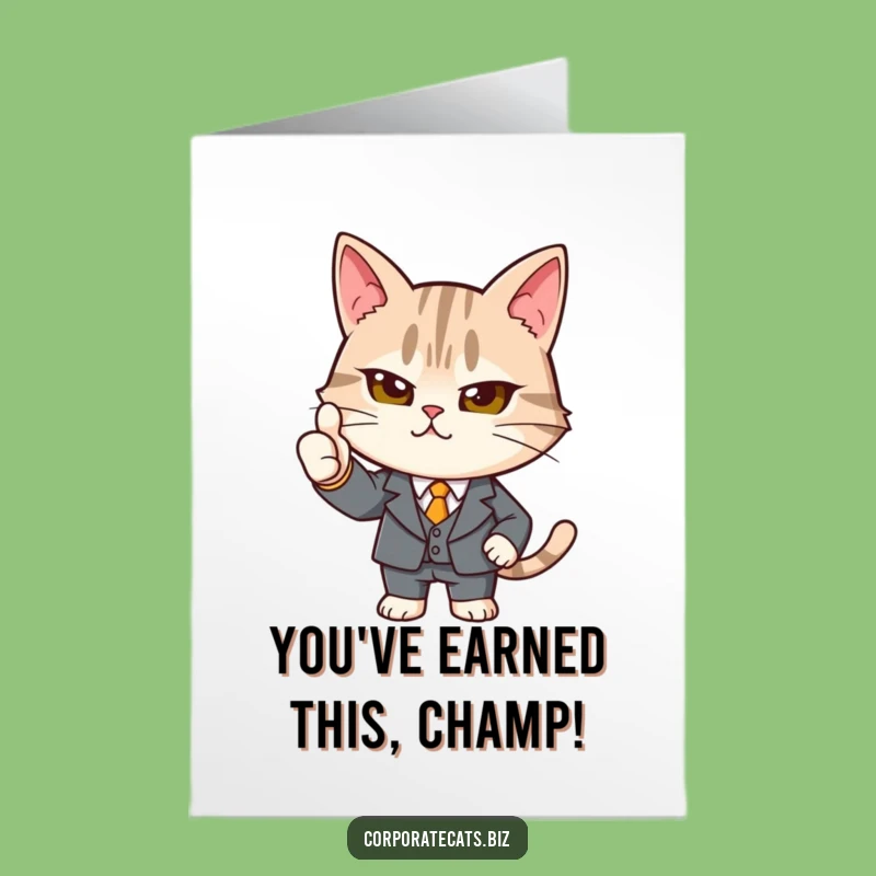 Free Printable Congrats Card: Suited Cat Thumbs-Up, Hilarious Downloadable Gift!