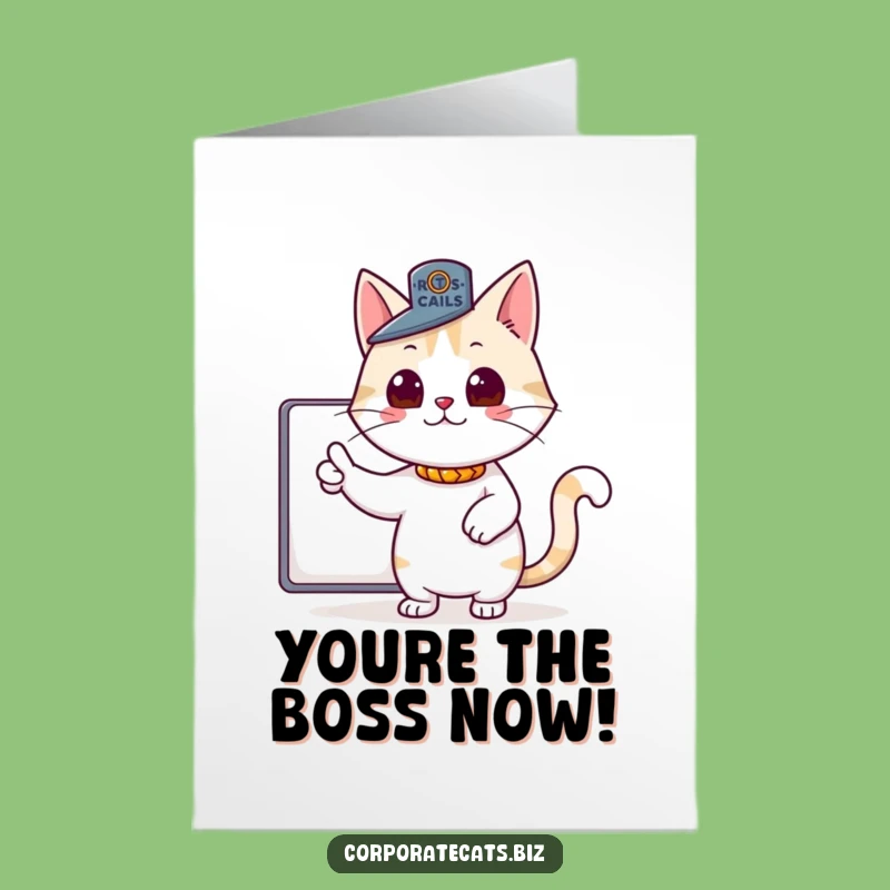 Free Printable Congratulations Card: Boss Cat's Approval - Funny Success Download