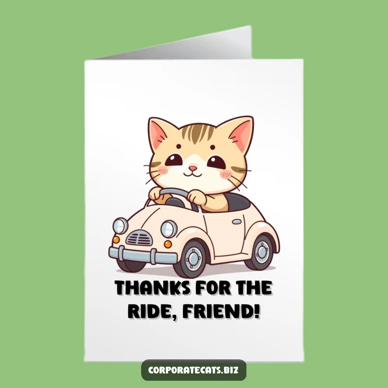 Free Printable Cat Driving Card: Funny Thank You Downloadable Gift for Helpful Drivers
