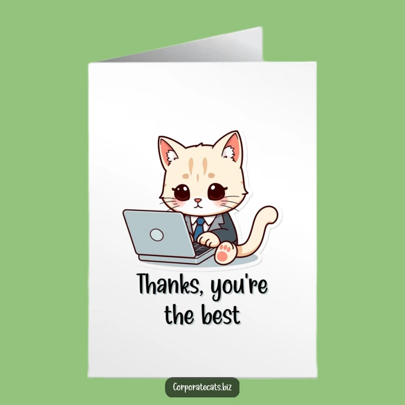 Free Printable Cat Thank You Card: Dapper Business Cat Downloadable Funny Greeting