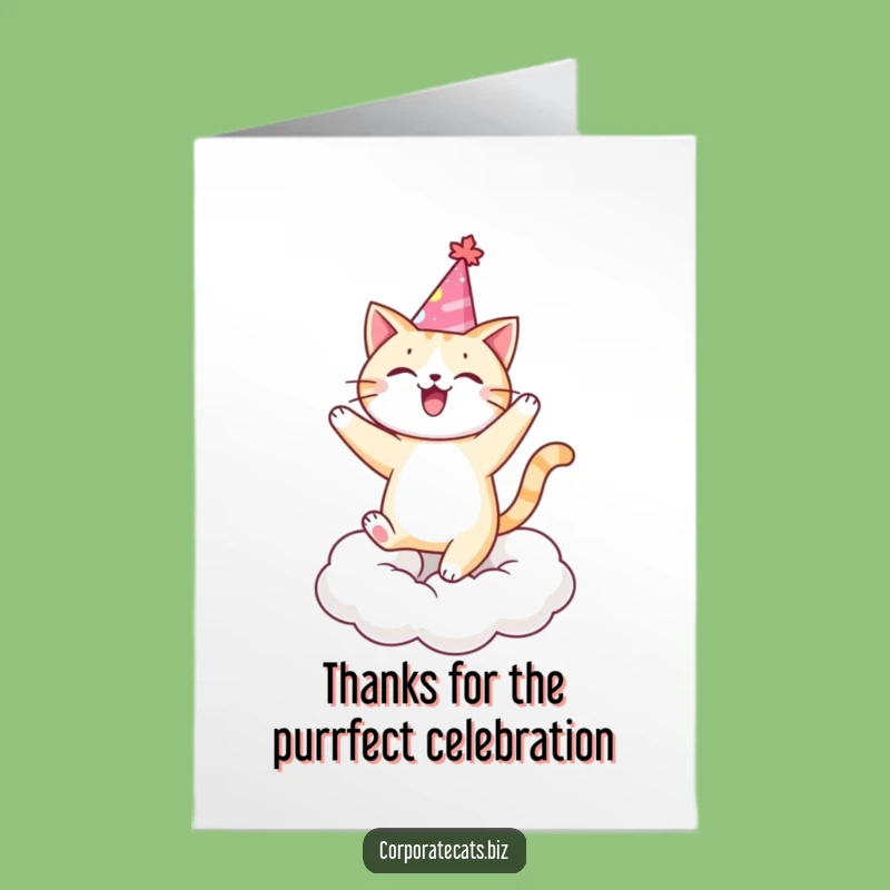 Free Printable Funny Thank You Cat Card: Party Cat Dancing Downloadable Appreciation Gift