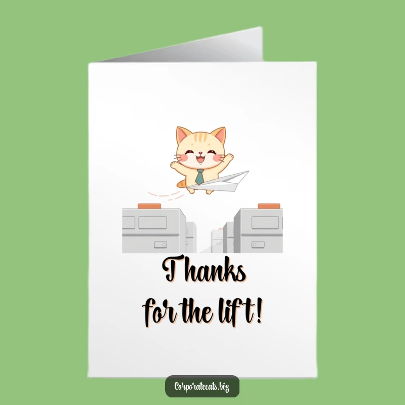 Free Printable Thank You Card: Cat's Grateful Flight - Funny Thanks Download