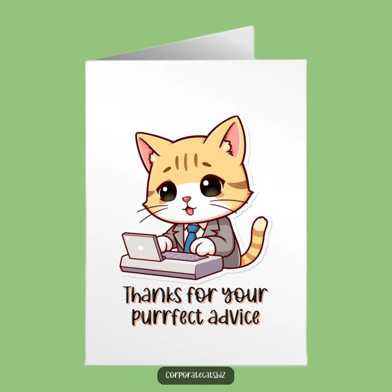 Free Printable Thank You Card: Dapper Cat Typing Thanks, Cheerful Gratitude Downloadable Gift