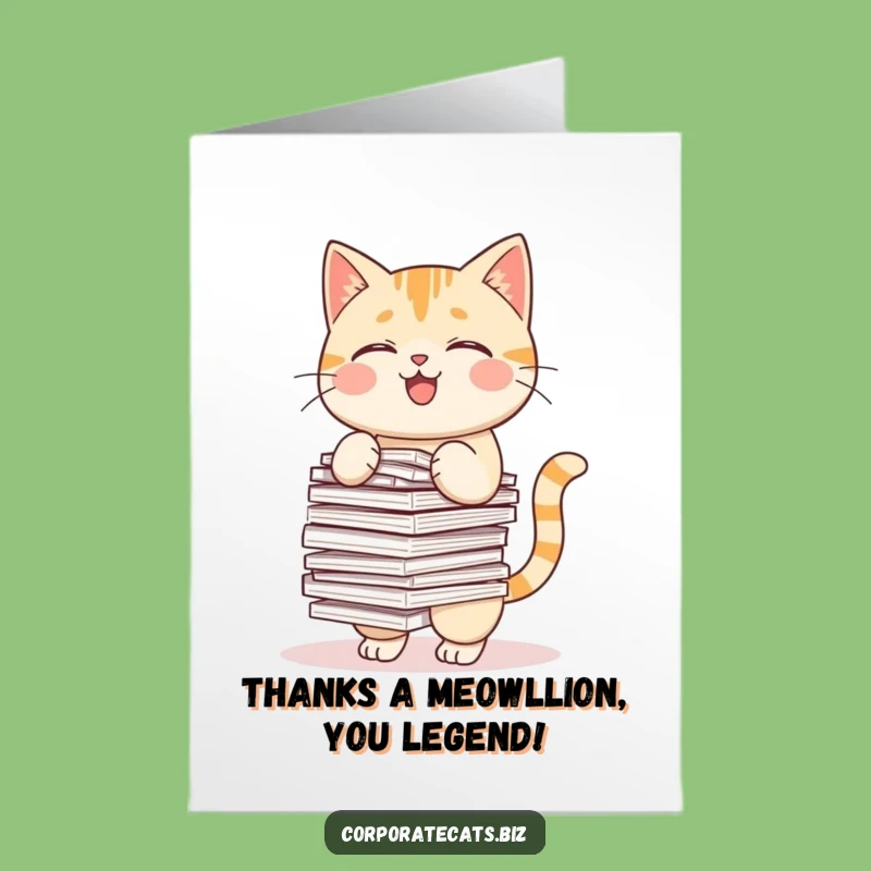 Free Printable Thank You Card: Funny Cat Art Expressing Gratitude for Help