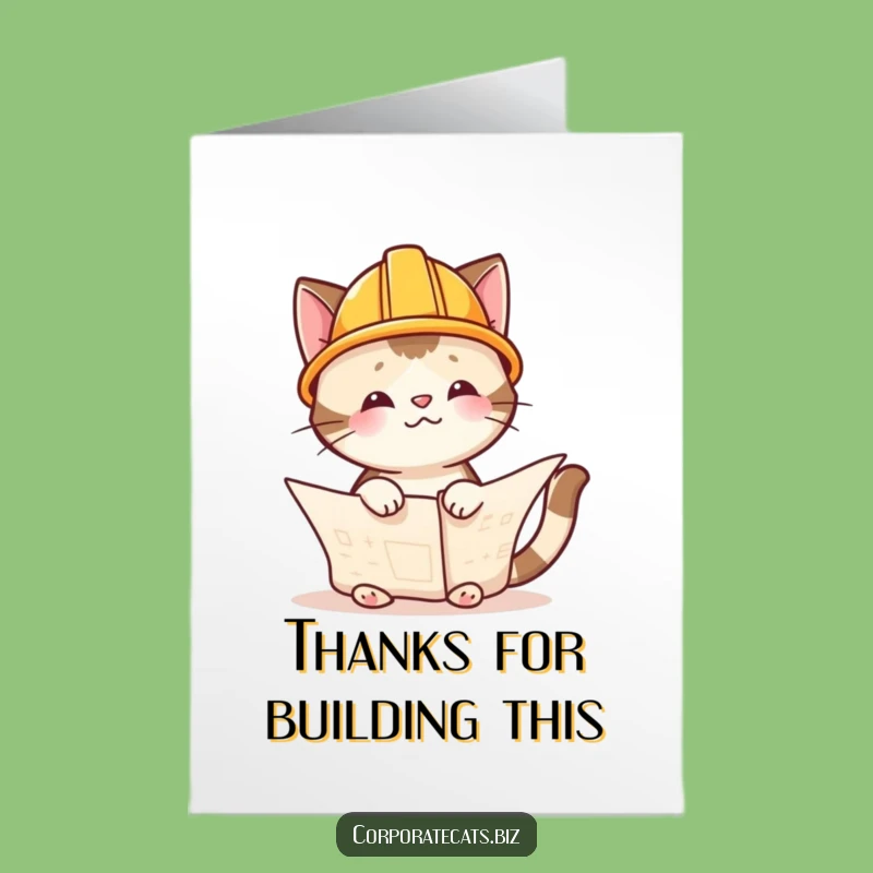 Free Printable Thank You Card: Grateful Cat Engineer, Appreciation Gift, Print at Home.