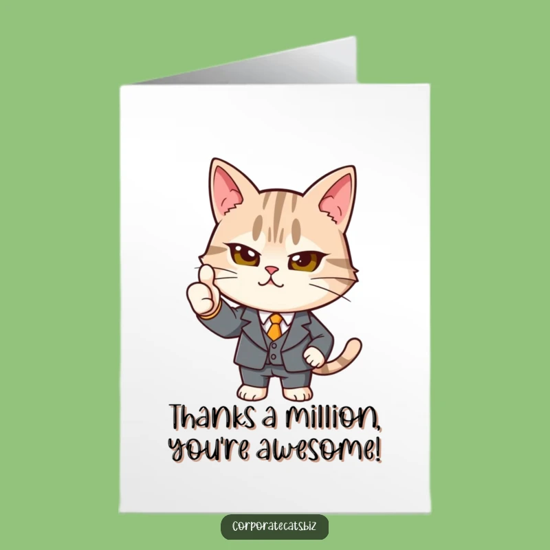 Free Printable Thank You Card: Suited Cat Thumbs-Up, Funny Downloadable Gift!