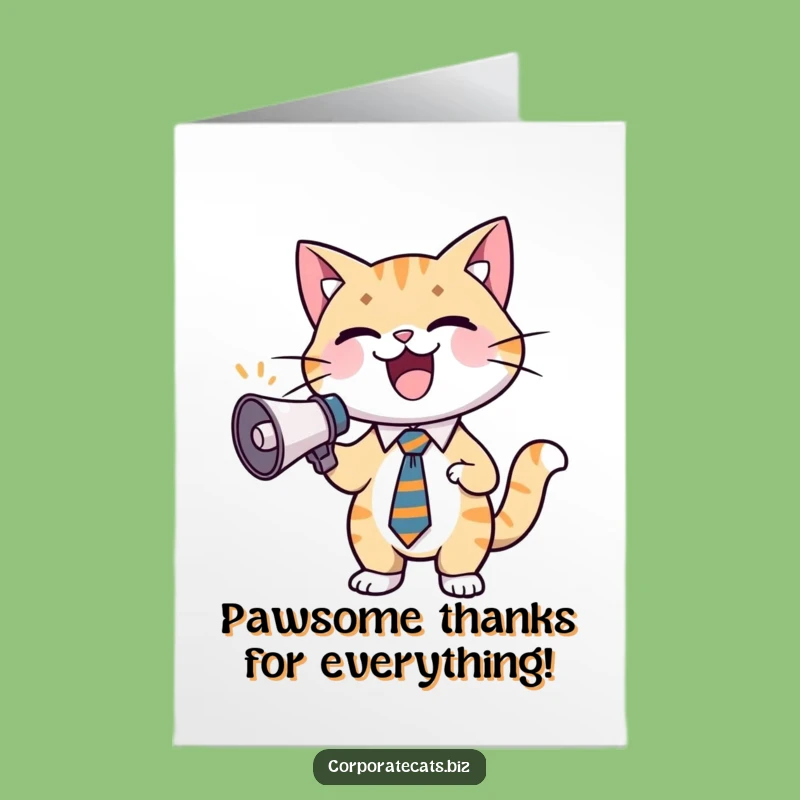 Free Printable Thank You Card: Enthusiastic Cat, A Humorous Downloadable Gift!