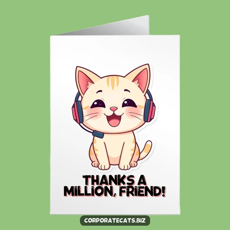 Grateful Free Printable Thank You Card: Chatty Cat Headset - Downloadable Thanks!
