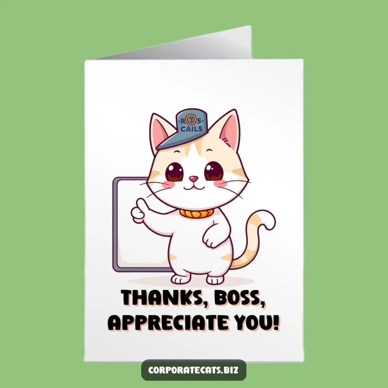 Free Printable Thank You Card: Boss Cat's Directive - Funny Gratitude Download