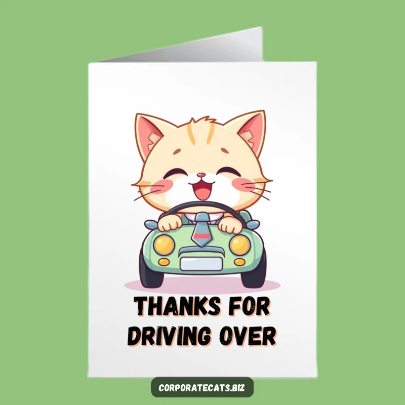 Free Printable Thank You Card: Grateful Cat Driver, Appreciation, Print at Home.