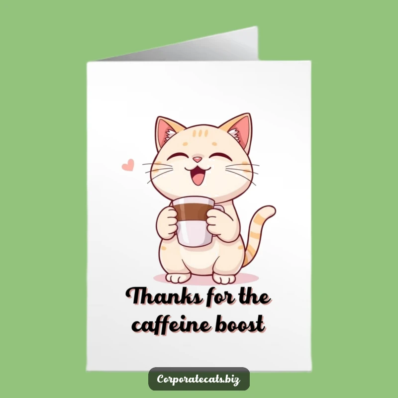 Free Printable Thank You Card: Grateful Cat Coffee Moment, Funny Downloadable Appreciation