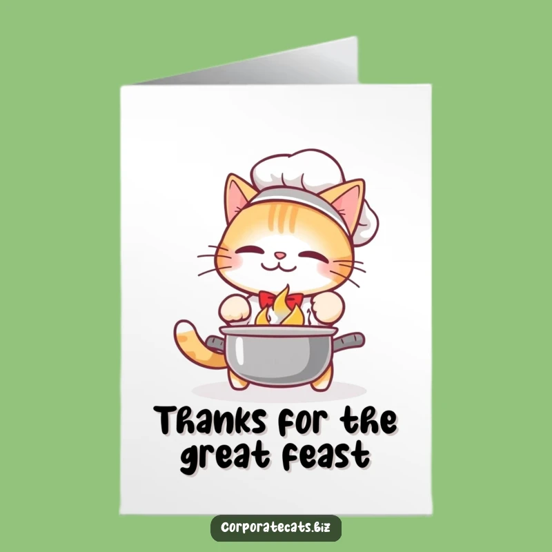 Funny Free Printable Thank You Card: Cat Chef's Clang - Unique Downloadable Gift!