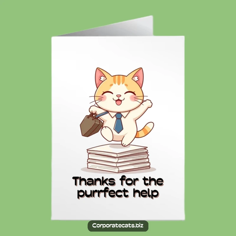 Free Printable Thank You Card: Cat's Paper Jump, Funny Downloadable Gift