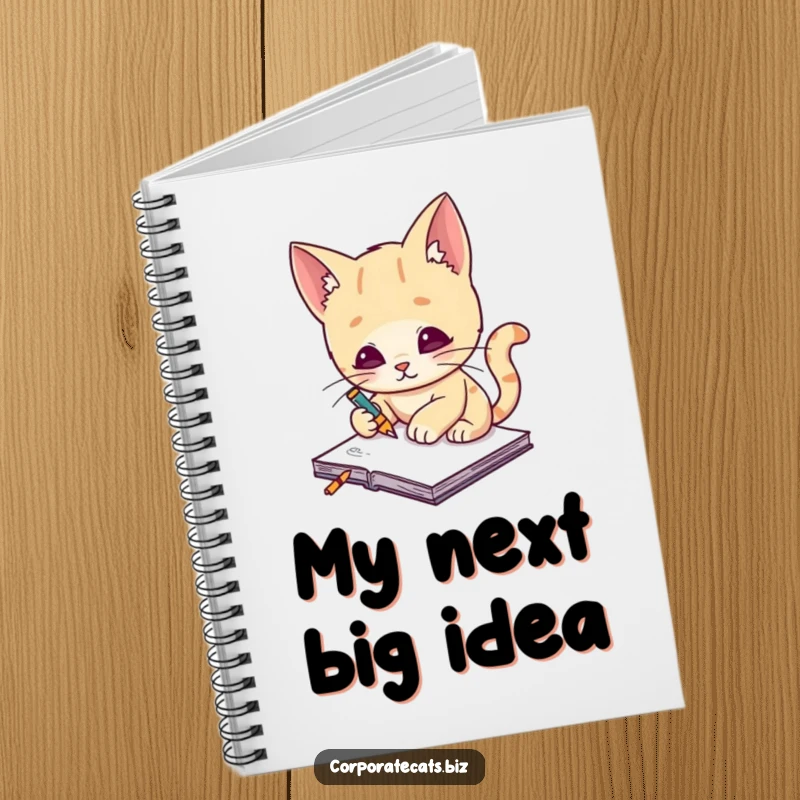 Funny cat artist notebook, a creative cat artist sketches on a tiny notepad, inspiring users to fill the pages with their art.