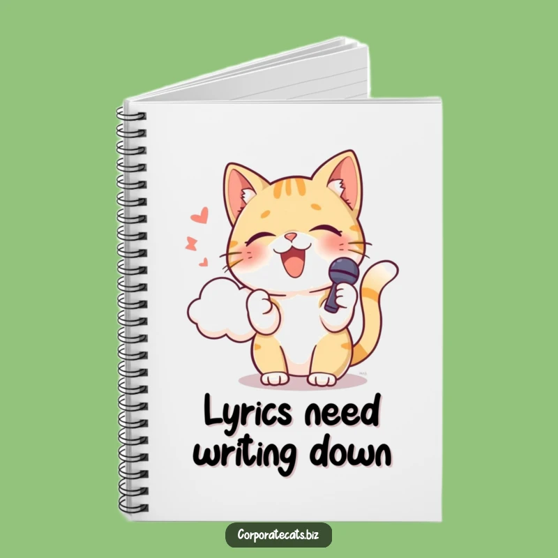 Funny Singing Cat Notebook - Journal Microphone Music Stationery Gift
