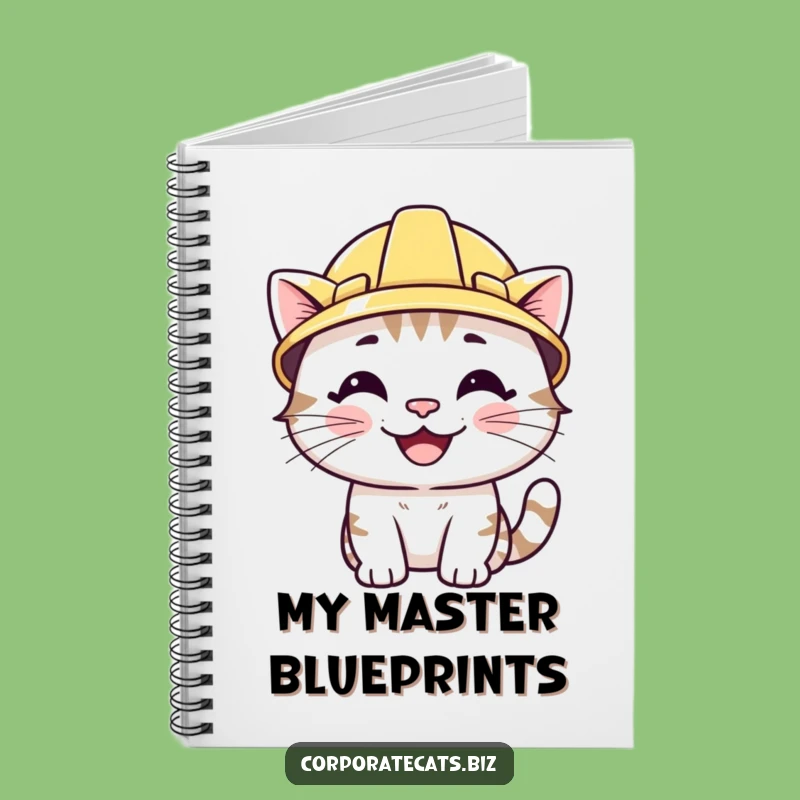 Funny Smiling Cat Notebook: Wearing Hard Hat, Perfect Journal for Project Ideas