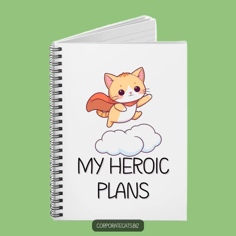 Funny Superhero Cat Notebook - Journal Cape Adventure Stationery Gift