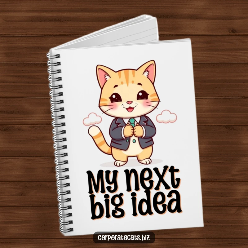 Funny cat in a business suit shaking hands with a cloud, perfect for jotting down funny ideas. A wonderful funny gift.