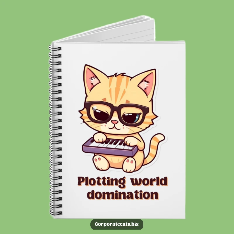 Funny Mischievous Cat Notebook: Nerdy Feline in Glasses Playing Keyboard, Perfect Funny Gift Journal!