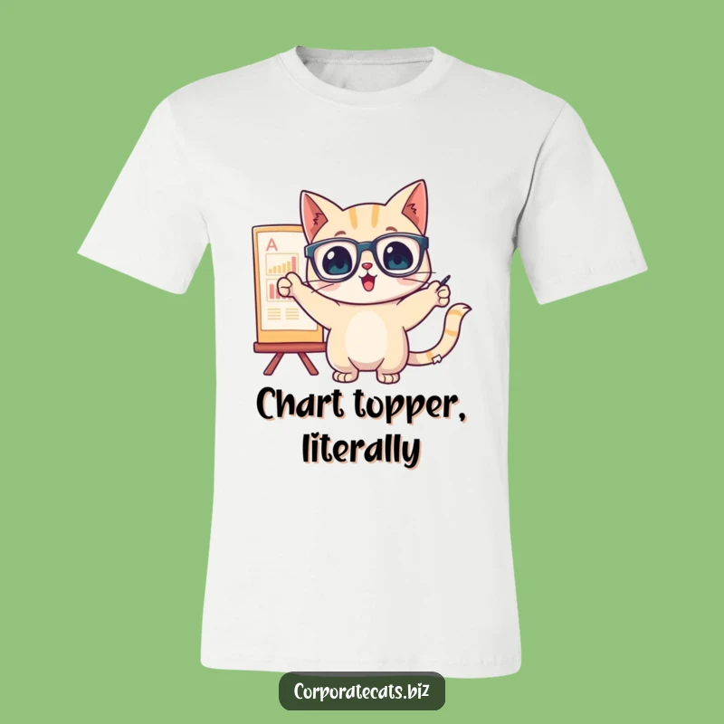 Funny Cat Chart Pointer T-Shirt - Enthusiastic Analyst Humor Apparel
