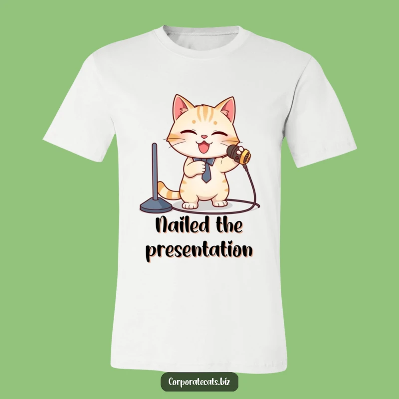 Funny Cat Presenter T-Shirt: Tripped Up Feline - Ideal Funny Present!