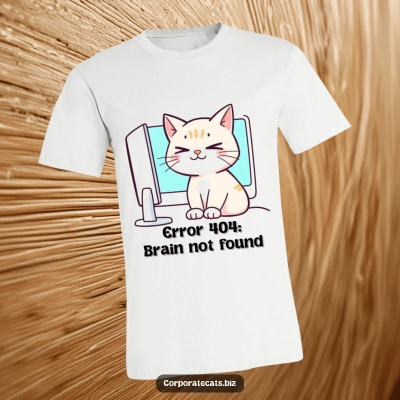 Funny crossed-eyed cat shirt, hilariously overwhelmed by a computer screen, perfect for meme lovers and tech enthusiasts.