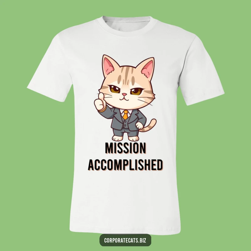 Funny Determined Cat Suit Thumbs-Up T-Shirt: Professional Feline Style Gift