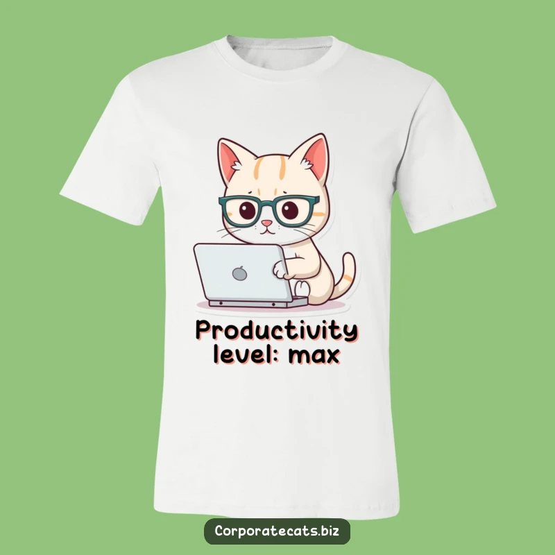 Funny Focused Cat Laptop Glasses T-Shirt: Smart Feline Style & Humor Gift