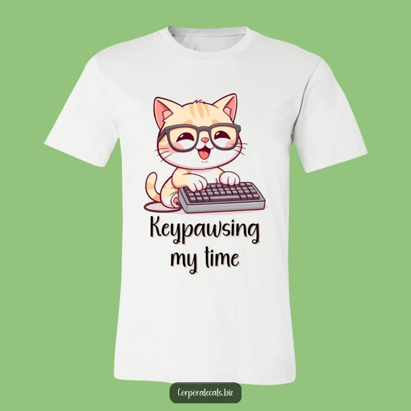 Funny Coder Cat T-Shirt: Happy Cat Typing, Perfect Funny Gift for Geeks