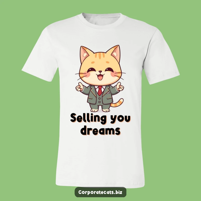 Funny Business Cat T-Shirt: Joyful Feline in Suit Presenting, Ideal Funny Gift Tee!