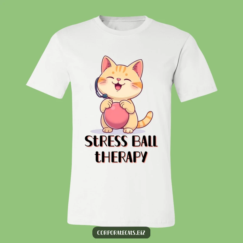 Funny Cat T-Shirt: Headset Stress Ball Cat, Comfy & Hilarious Funny Gift