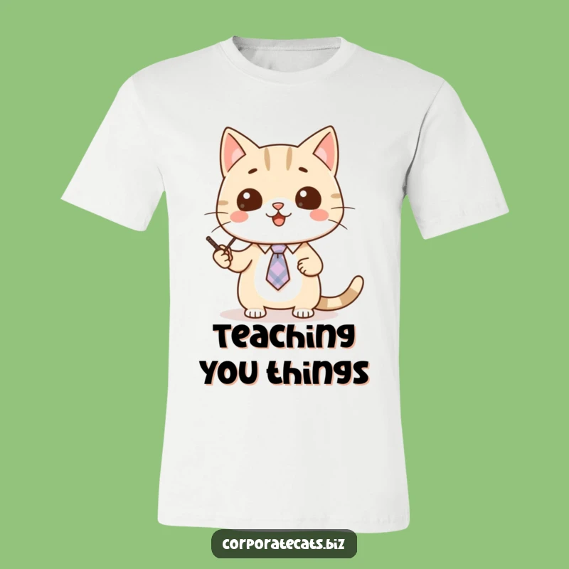 Funny Cat Presentation T-Shirt - Cute Feline Educator Tee