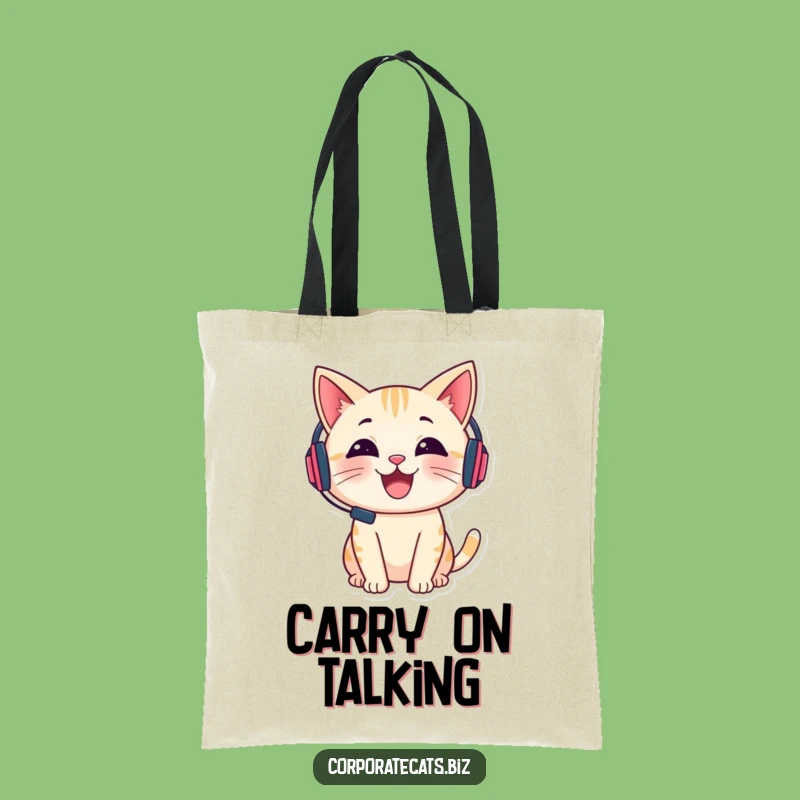 Funny Cat Chat Buddy Tote - Cheerful Headset Talker Accessory