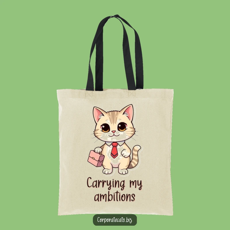 Funny Executive Cat Tote Bag: Cute Office Companion for Shopping, Perfect Funny Gift